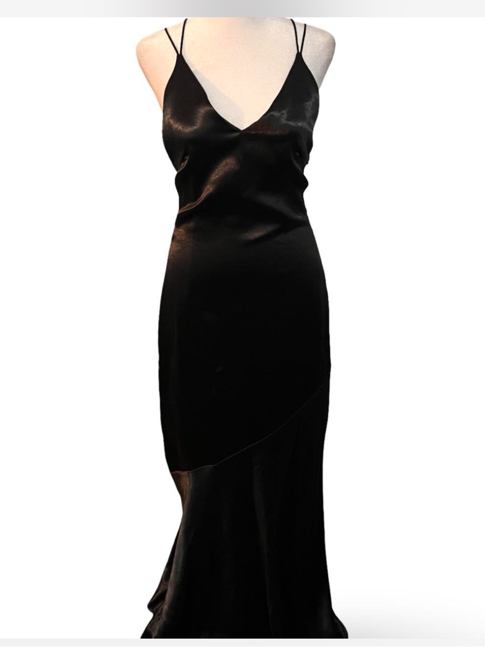 H&M Black Satin Strapless Slip Dress with Thin Straps